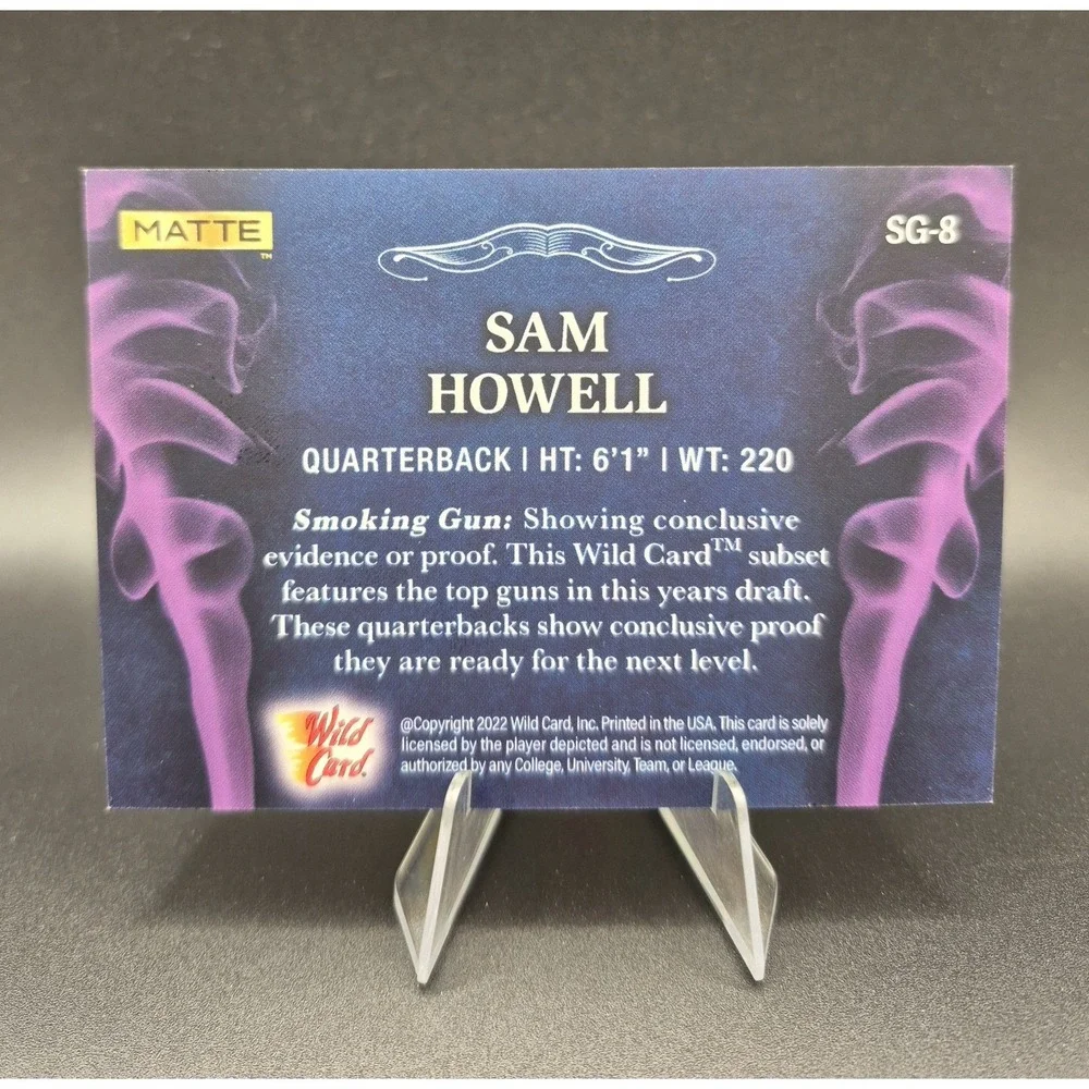 2022 Qild Card Matte Sam Howell #SG-8 Smoking Guns Chase Blue Purple Smoke